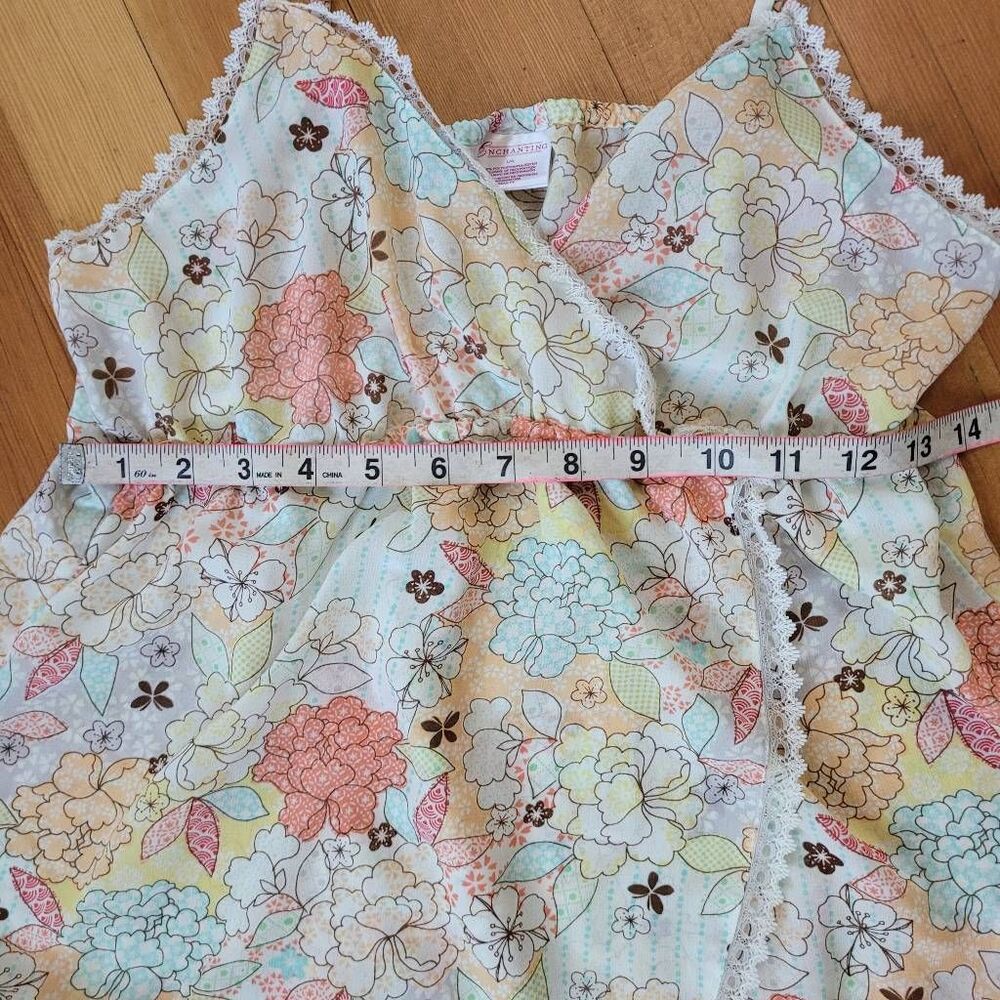 Vintage Y2K large floral pajama set babydoll cut top lace details bow boho maxim - Picture 11 of 14